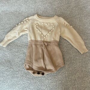 Knitted heart romper for baby girl 12 months